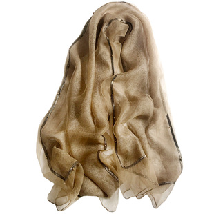 围巾女春秋韩版百搭纯色真丝羊毛马海毛纱巾披肩桑蚕丝长丝巾秋冬