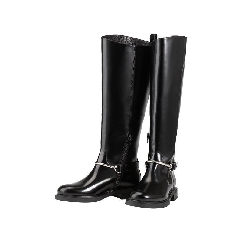 Vagabond FREYA女士牛皮圆头低跟马衔扣骑士靴长靴2025秋冬新品