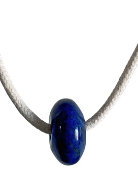 cooco万物有灵 天然老矿青金石平安扣吊坠项链原创手工编织绳男女