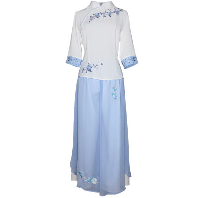 旗袍2023中国风采耳师服装茶艺师