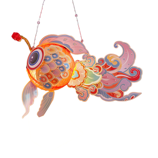 非遗金鱼灯笼春节新年手工diy花灯活动材料包儿童手提锦鲤鱼灯笼