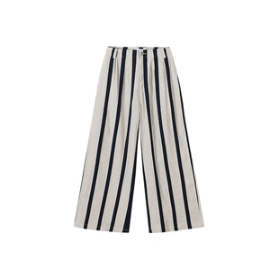 Sesaar赛萨 25新款Fabie法比亚长裤亚麻条纹阔腿裤休闲长裤百搭女