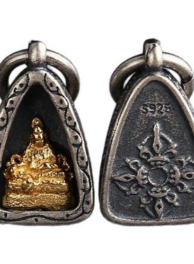藏式黄财神绿度母嘎乌盒吊坠挂件小滴溜文玩配饰菩提DIY手串侧挂