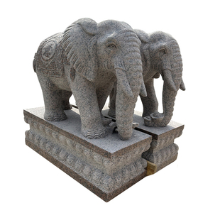 花岗岩石雕大象一对大象门口摆件天然汉白玉石象大理石青石石头象