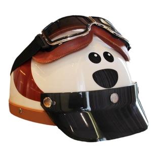 头盔电动车女3C认证男可爱复古哈雷卡通狗狗安全帽摩托车半盔四季
