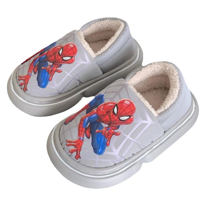 细细条 蜘蛛侠儿童包跟棉鞋男童冬季时尚居家保暖小中大童棉拖鞋