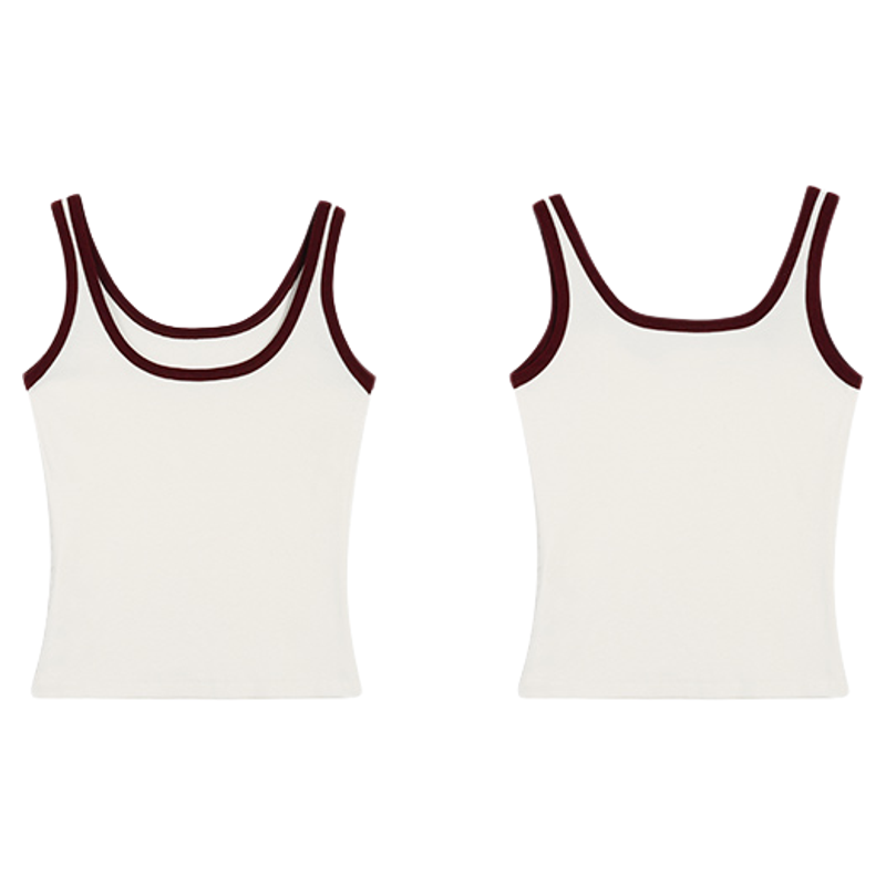 NEVA HU基础万搭辣妹吊带背心女夏外穿撞色修身短款内搭针织上衣