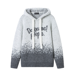 Dangerouspeople薛之谦dsp圈圈毛蓬松渐变宽松百搭潮连帽针织毛衣