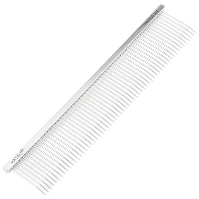 哈特丽宠物猫咪狗狗梳子美容挑毛304不锈钢针直排梳19cm弯曲针