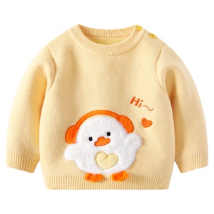 婴儿毛衣冬装男宝宝加绒加厚针织衫上衣秋冬男童打底毛线衣服女宝