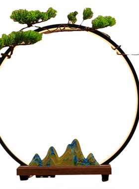 电池款千里江山透光led灯 白酒展台酒品鉴会高端红木底座灯圈摆件