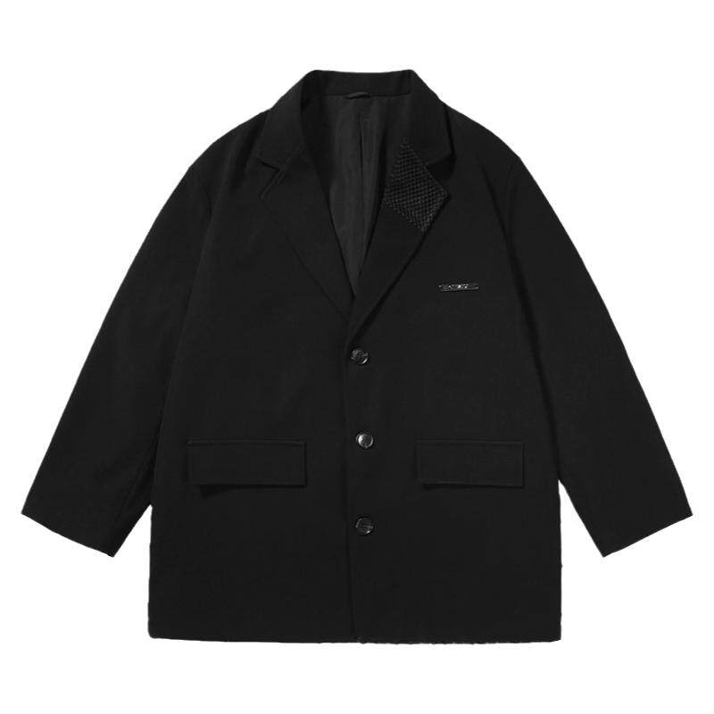 GENANX闪电潮牌冬季新款纯色简约西装平驳领西服情侣外套男宽松