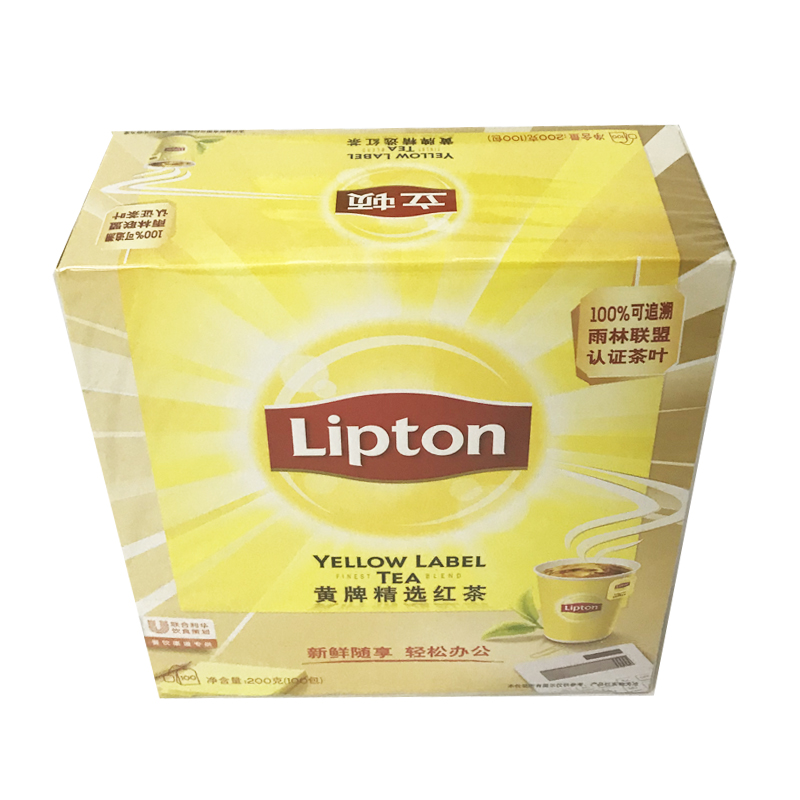 立顿lipton黄牌精选红茶S100小包装方便泡茶2g*100袋200g绿茶花茶