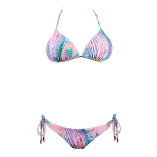 CORITIV小胸救星ins风三点式比基尼美背绑带聚拢性感粉色温泉泳衣