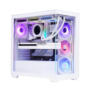 先马掠影电脑机箱海景房无立柱ATX主机机箱360水冷机箱侧透黑白色