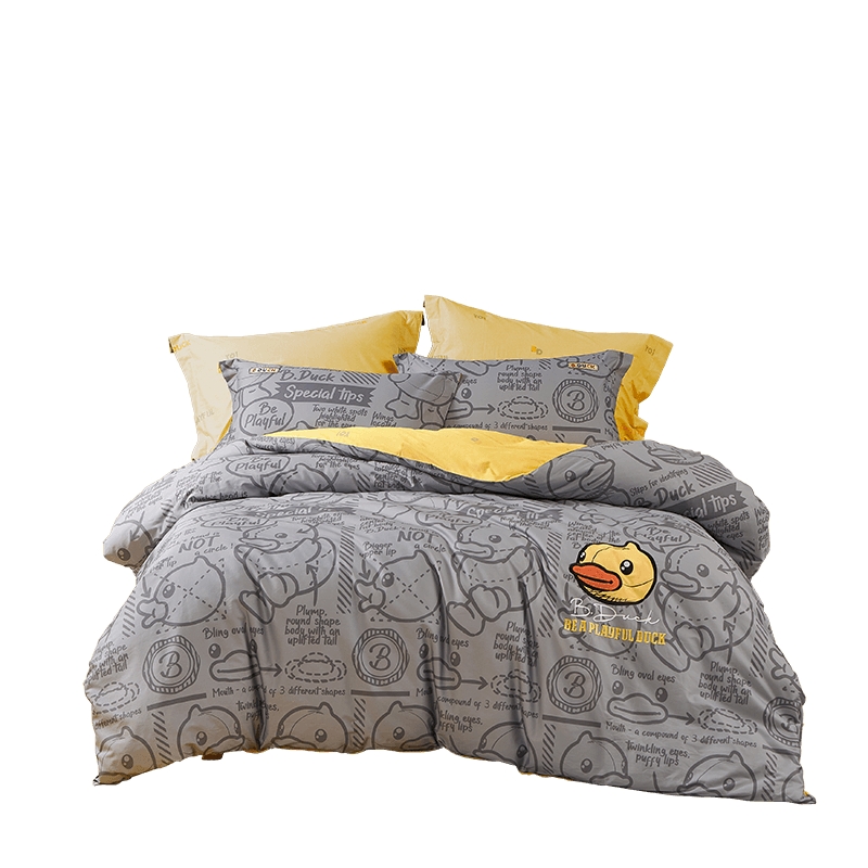 [小黄鸭]LOVO乐蜗家纺床上四件套B.Duck全棉纯棉床单被套被罩床品