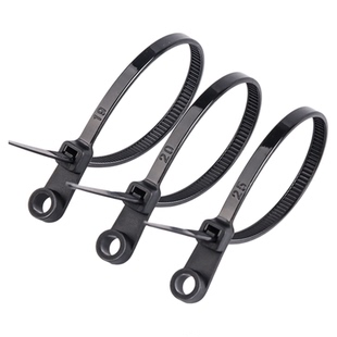 固定头尼龙扎带自锁式带孔扎带固定墙上带螺丝孔尼龙扎带条捆绑带