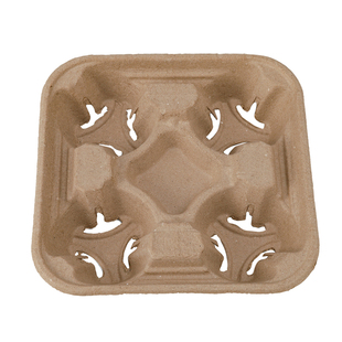 一次性加厚纸浆杯托杯架底座单杯双杯四杯咖啡奶茶外卖打包可降解