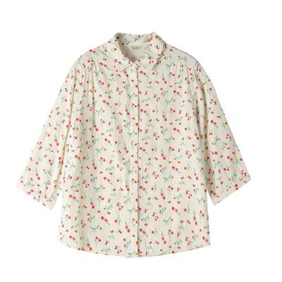 富木双层纱纯棉衬衫女中袖