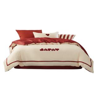 水星家纺60支四件套新疆长绒棉婚庆贡缎轻奢床单被套全棉套件床品