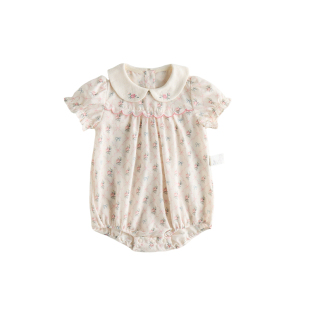 【新品】Oak Family夏季宝宝短袖包屁衣天丝亚麻泡泡袖爬服连体衣