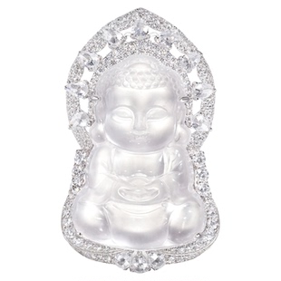 VISING珠宝天然石英质玉水沫玉水沫子宝宝佛如来佛吊坠毛衣链项链