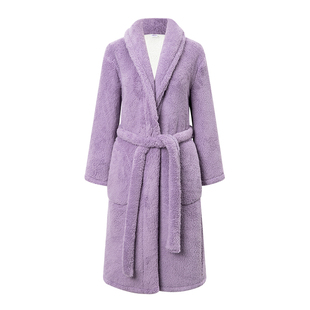 家居保暖睡袍女冬季长袍冬天女士长款加厚加绒女款珊瑚绒睡衣浴袍