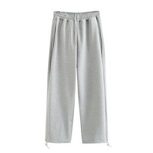 韩火火裤子女秋冬新款宽松周雨彤同款灰色休闲卫裤高腰直筒运动裤