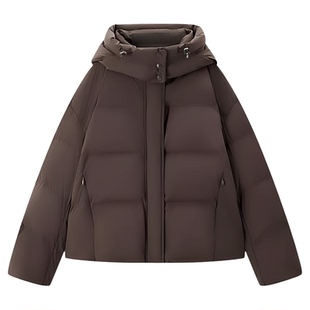 太平鸟巧克力多格puff羽绒服女25年冬装新款加厚中长款外套黑色