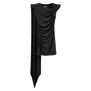 ANNAKIKI【蔡文静\李斯丹妮明星同款】25秋 黑醋酸搭片无袖连衣裙