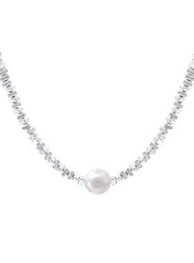 碎银子仿珍珠项链女款大气秋冬毛衣链小众设计高级锁骨链轻奢颈链