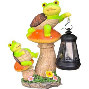 新品花园庭院太阳能青蛙乌龟饰景观布置草坪灯室外防水小夜灯
