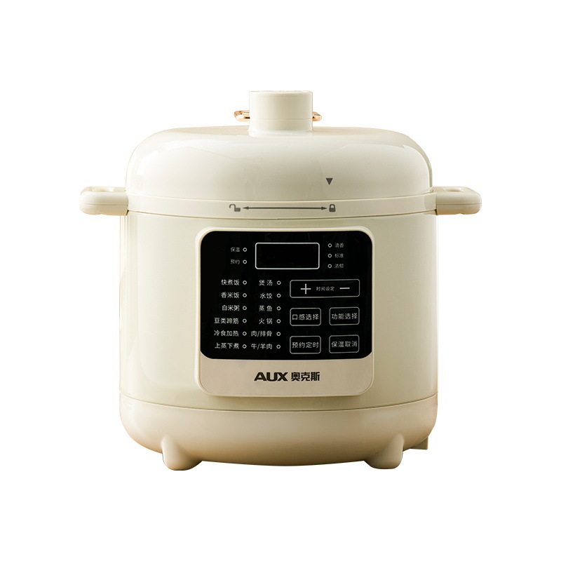 奥克斯专柜款电压力锅家用智能预约定时电高压饭煲黑晶瓷釜内胆5L