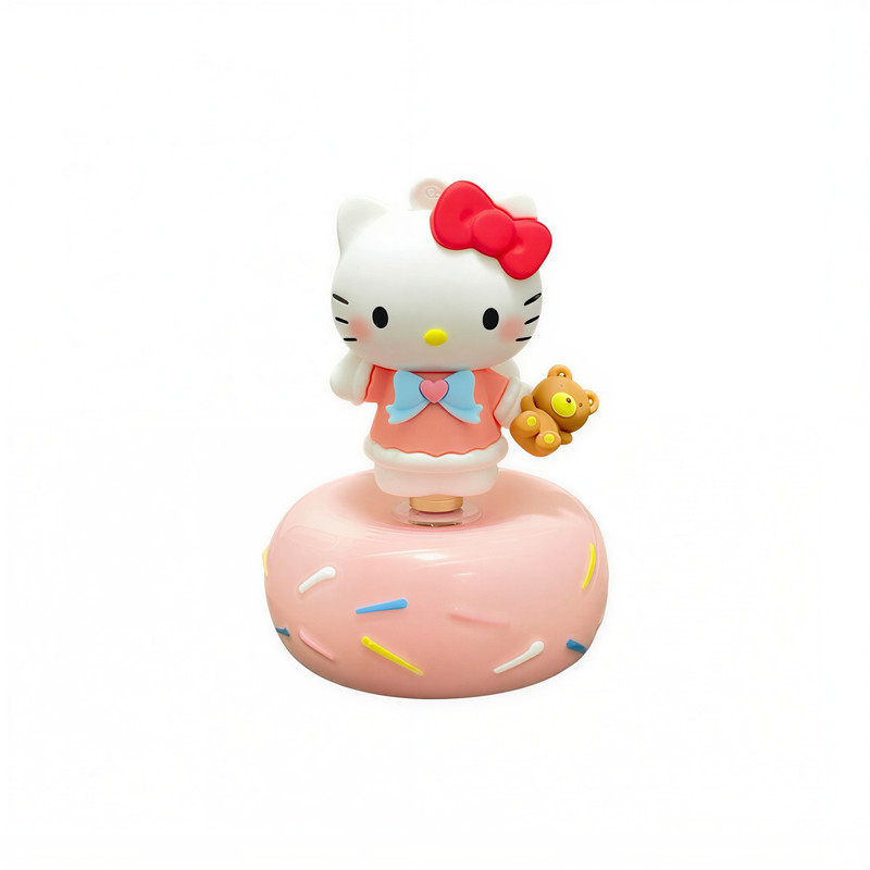 正版HelloKitty三丽鸥转转手办创意凯蒂猫车载摆件可爱桌面装饰品