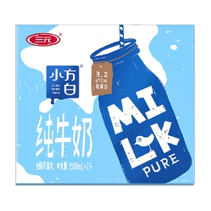 三元小方白纯牛奶全脂灭菌乳卡皮巴拉联名