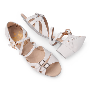 英皇舞霸专业儿童拉丁舞鞋女童女孩软底中跟2025新款比赛演出