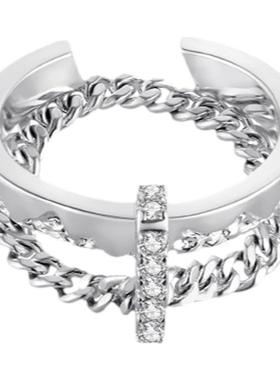 babama2021新款情侣女戒指个性时尚叠戴男士尾戒潮牌嘻哈饰品