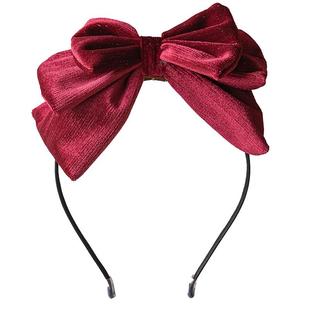 儿童高端复古丝绒大蝴蝶结发箍发饰女孩公主气质发卡头箍新年头饰