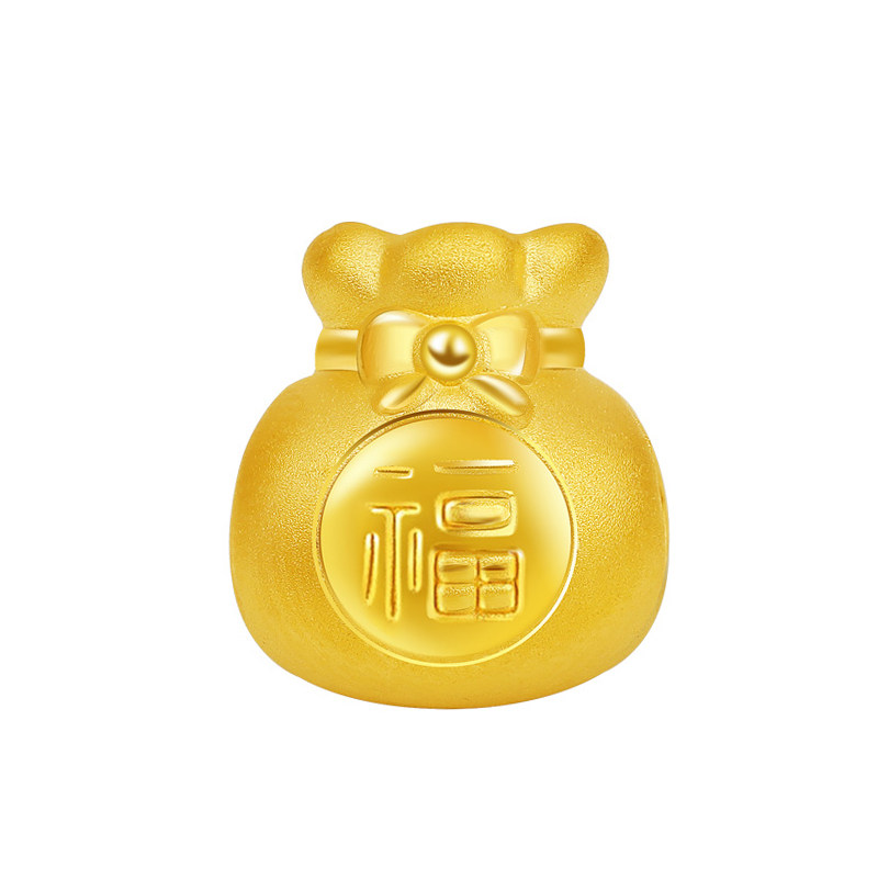 老克勒黄金硬金福袋转运珠吊坠