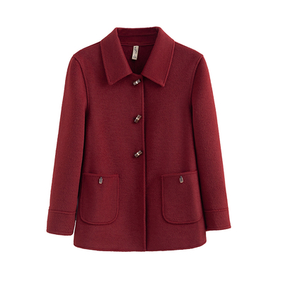 妈妈双面绒大衣宽松小个子短外套