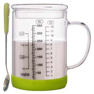 儿童牛奶杯玻璃刻度杯微波加热量杯家用毫升杯有盖奶粉耐热水杯子