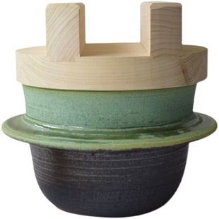 日本进口独步炎绿釉羽釜纯手工米饭锅煮粥煲仔饭日式砂锅陶土炖锅