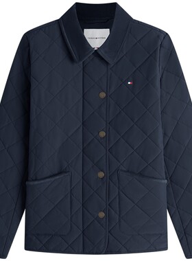 Tommy女装菱格灯芯绒翻领棉服