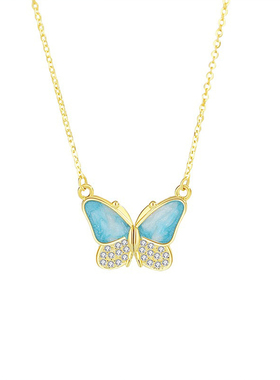 星漾蓝蝶S925银蝴蝶吊坠项链