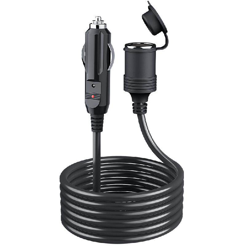 车载点烟器插头延长线公对母座汽车点烟口孔加长线转接12v24v通用