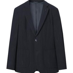 HLA/海澜之家修身平驳领休闲西服男通勤风胸针点缀商务绅士外套男