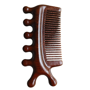 檀木按摩梳五爪头部经络疏通神器六爪头皮按摩推拿鼻刮多功能木梳