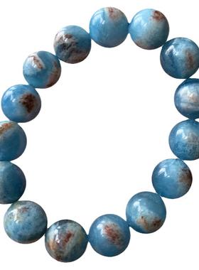 天然海蓝宝岛屿共生体三圈手链女