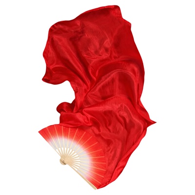 真丝舞蹈长绸扇红色长飘渐变