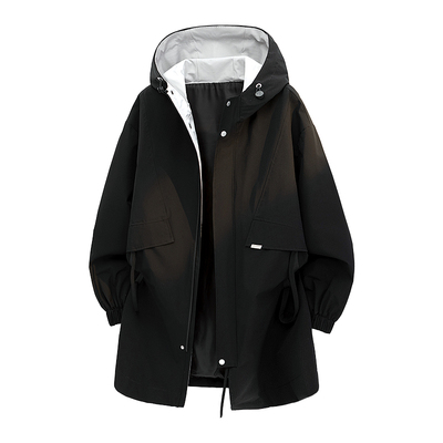 大码中长款外套男士春秋款夹克